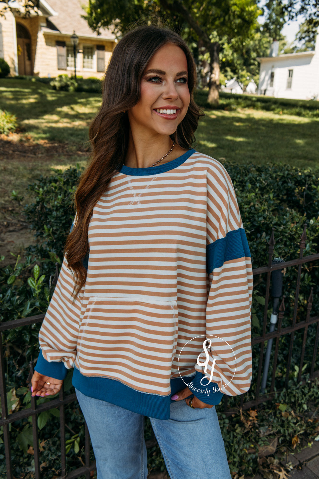 The Bailey Top - Taupe/ Cream