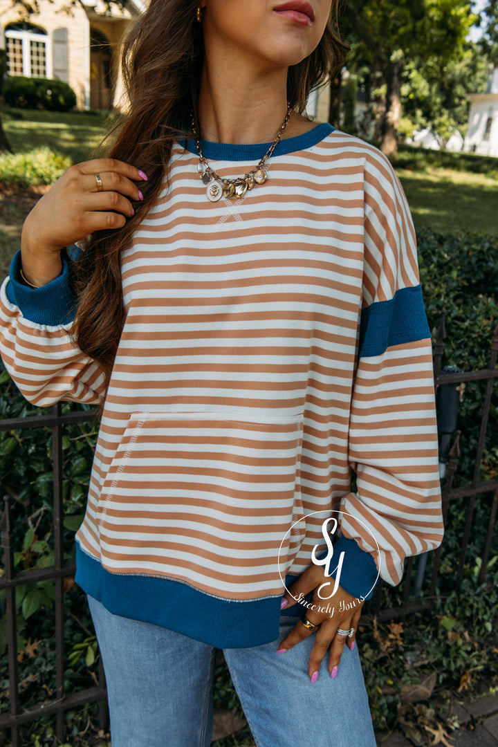 The Bailey Top - Taupe/ Cream