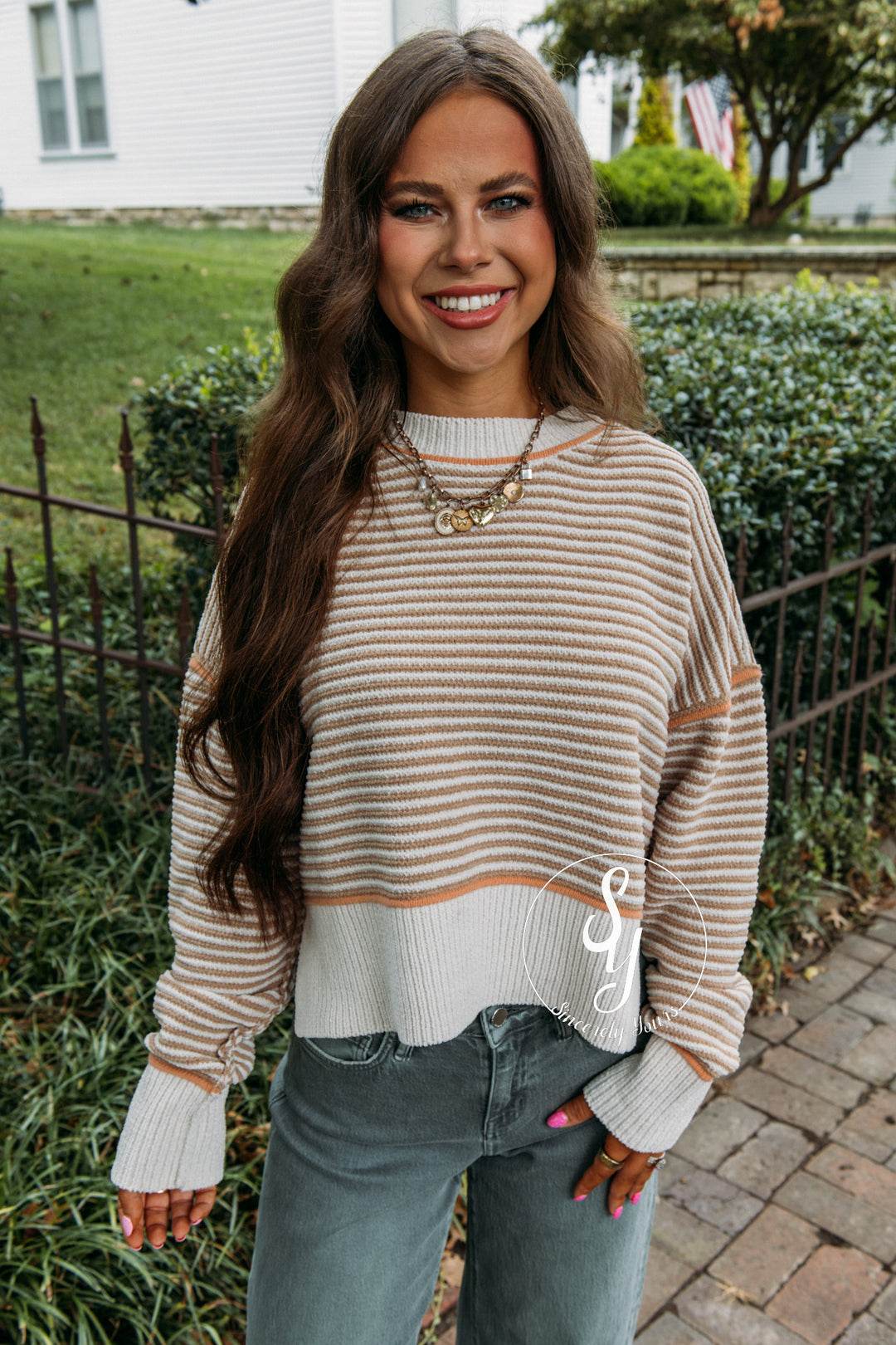 Snuggle Stripe Sweater - Taupe