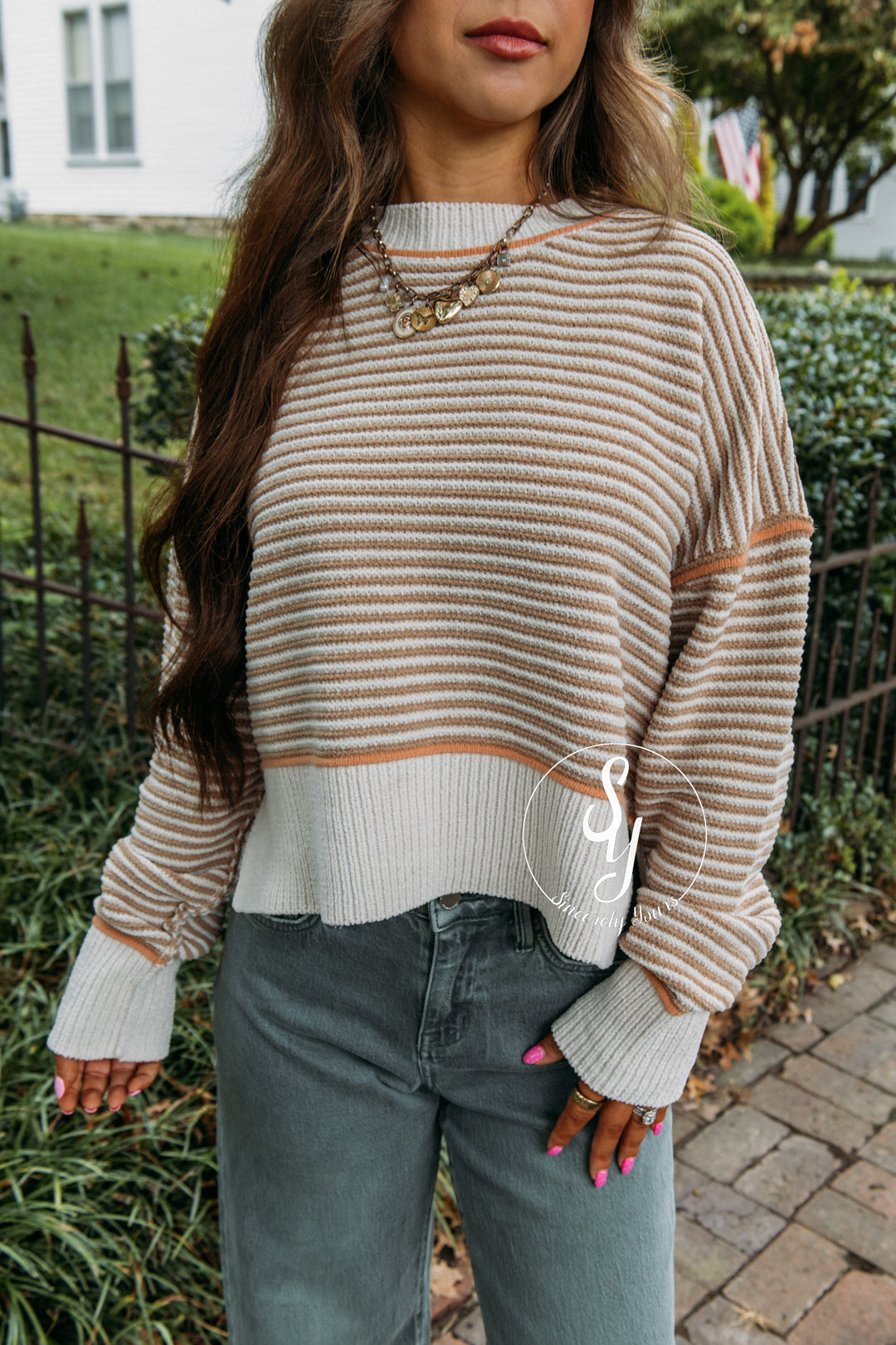 Snuggle Stripe Sweater - Taupe