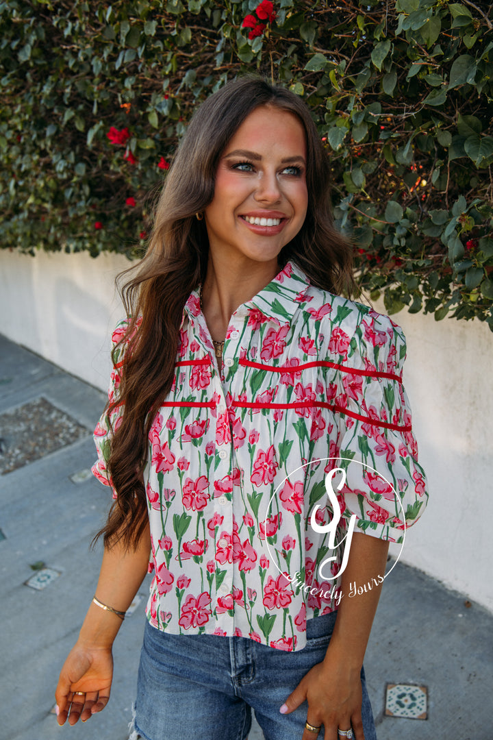 Coastal Floral Top - Peony