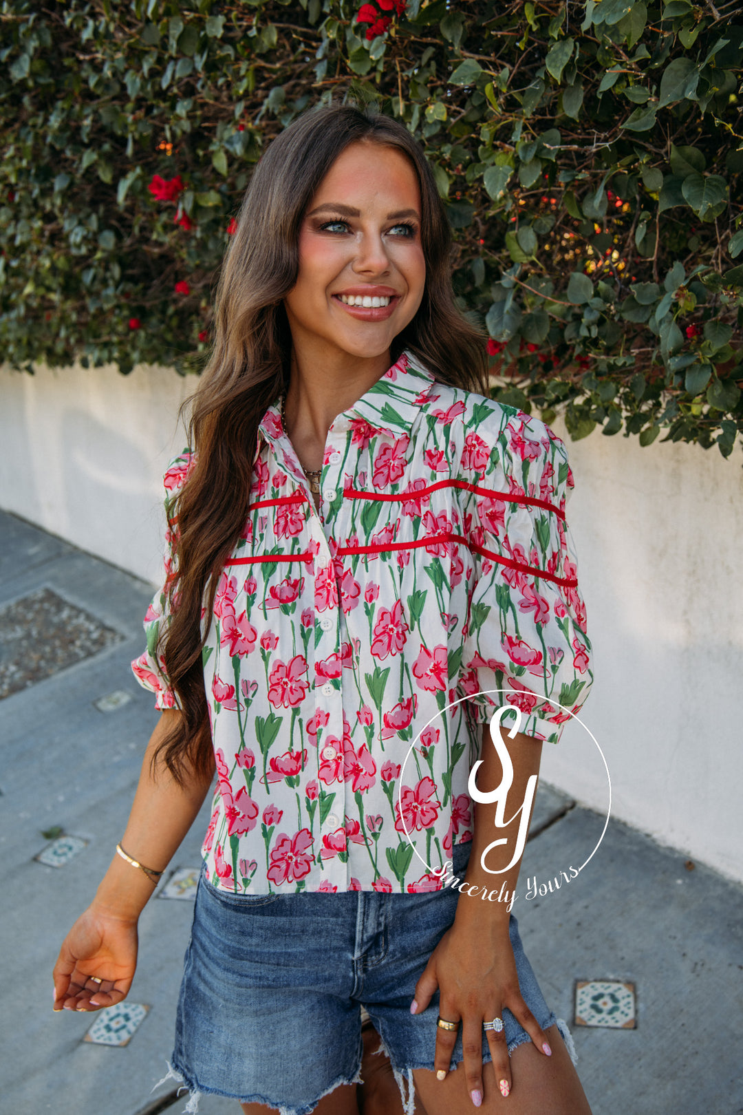 Coastal Floral Top - Peony