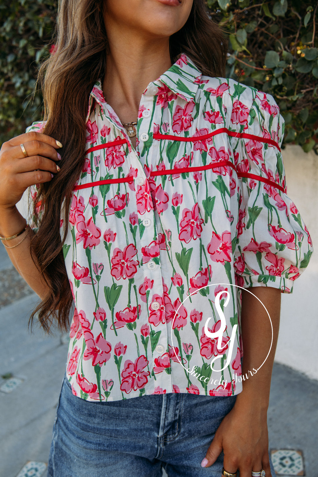 Coastal Floral Top - Peony