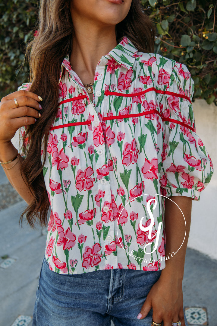 Coastal Floral Top - Peony