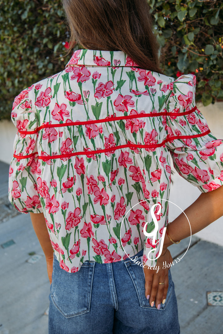 Coastal Floral Top - Peony