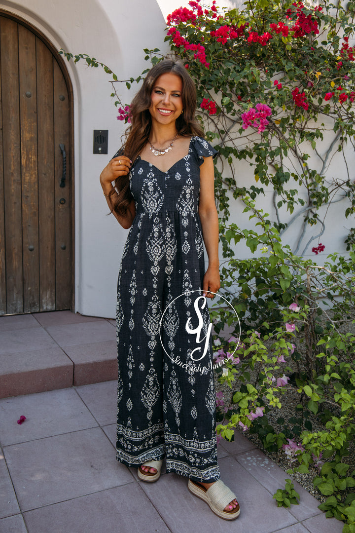 Glam In The Garden Jumpsuit - Black