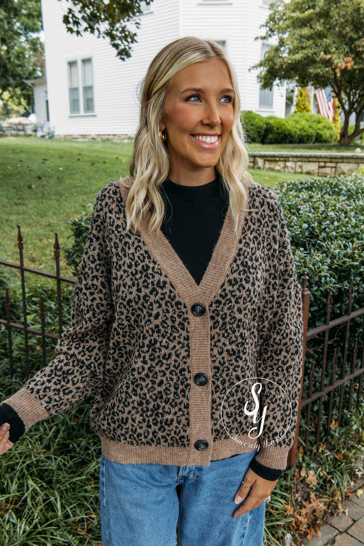 Leopard Feeling Cardigan - Mocha Black