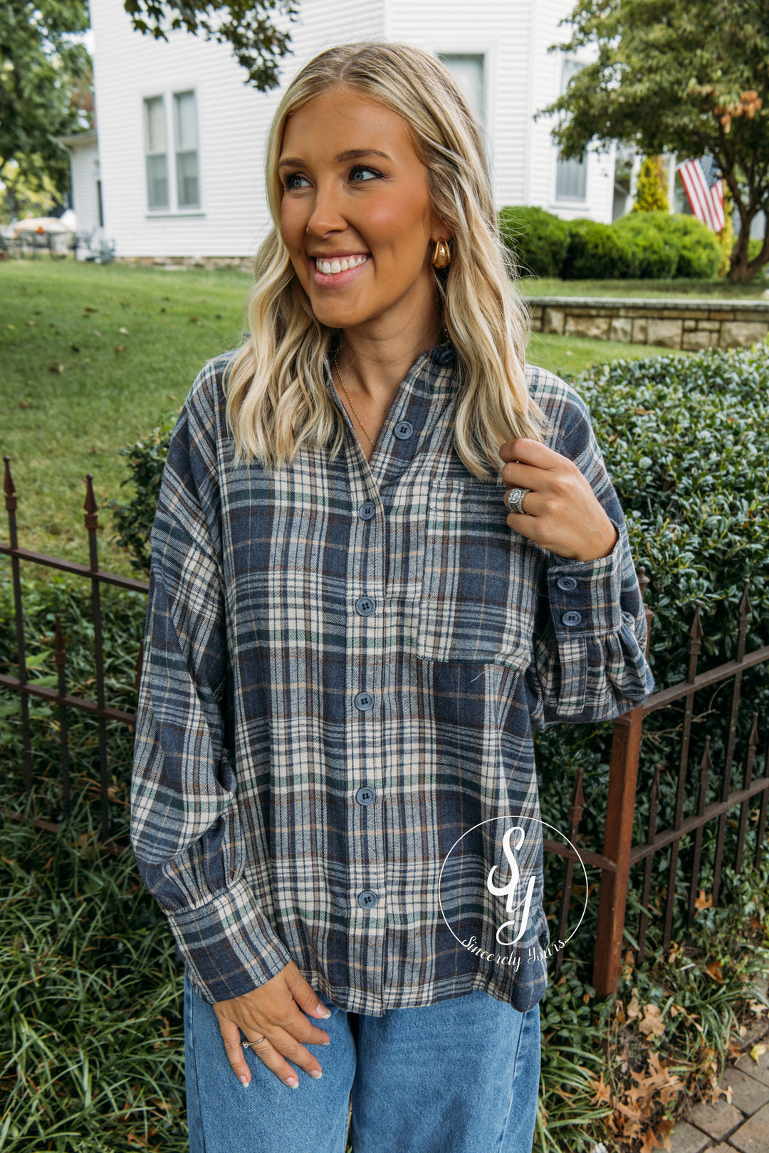 No Plans Needed Flannel - Denim