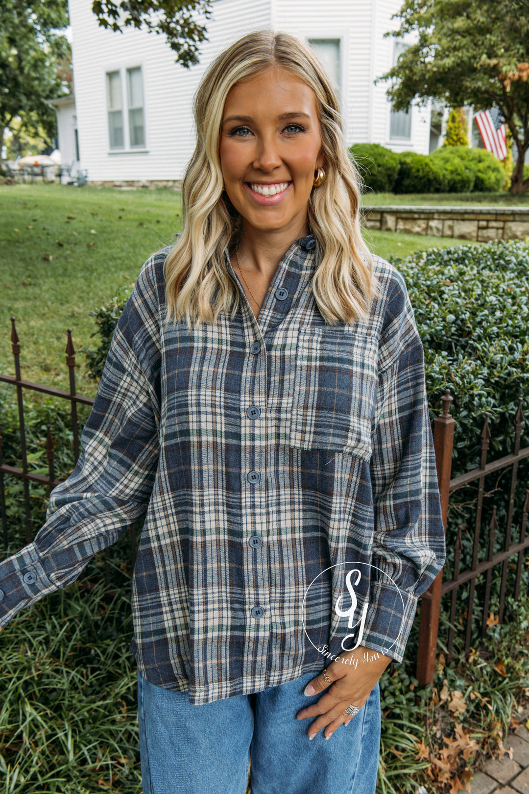 No Plans Needed Flannel - Denim
