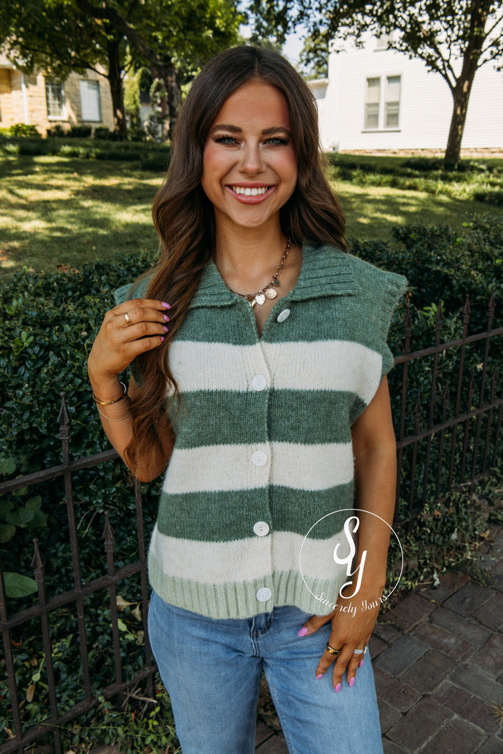 All Day Long Sweater - Avocado/Cream
