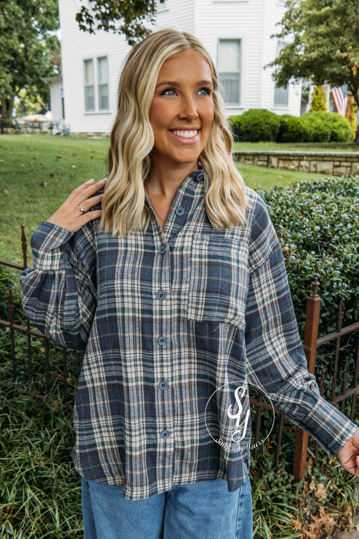 No Plans Needed Flannel - Denim