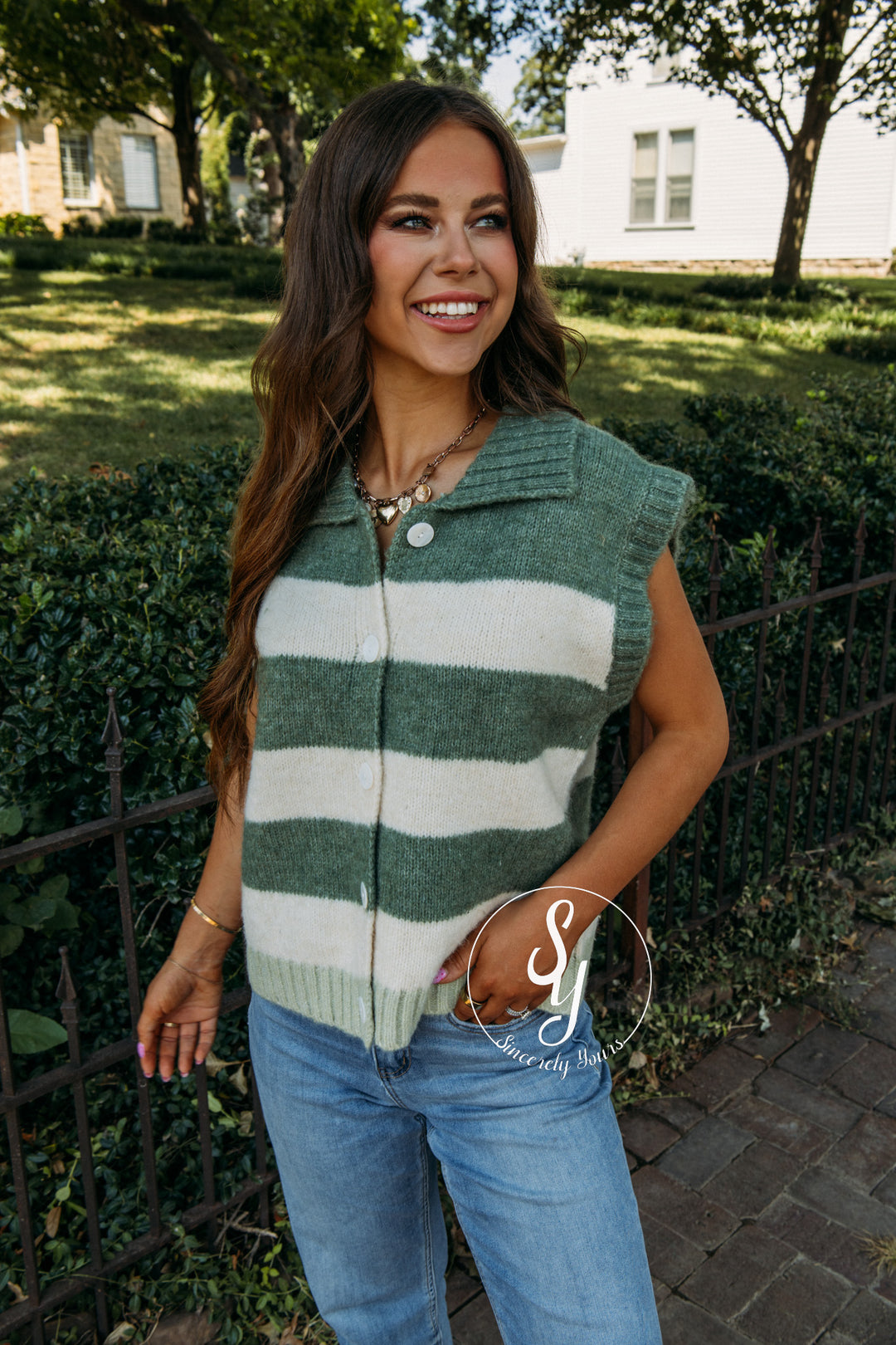 All Day Long Sweater - Avocado/Cream