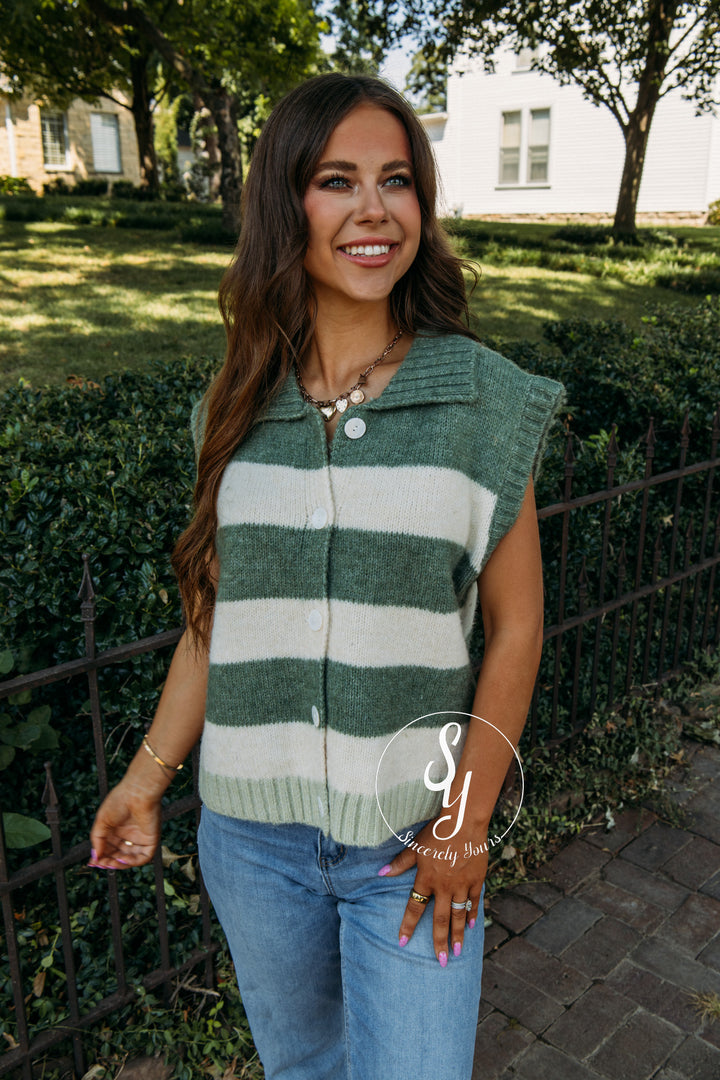 All Day Long Sweater - Avocado/Cream
