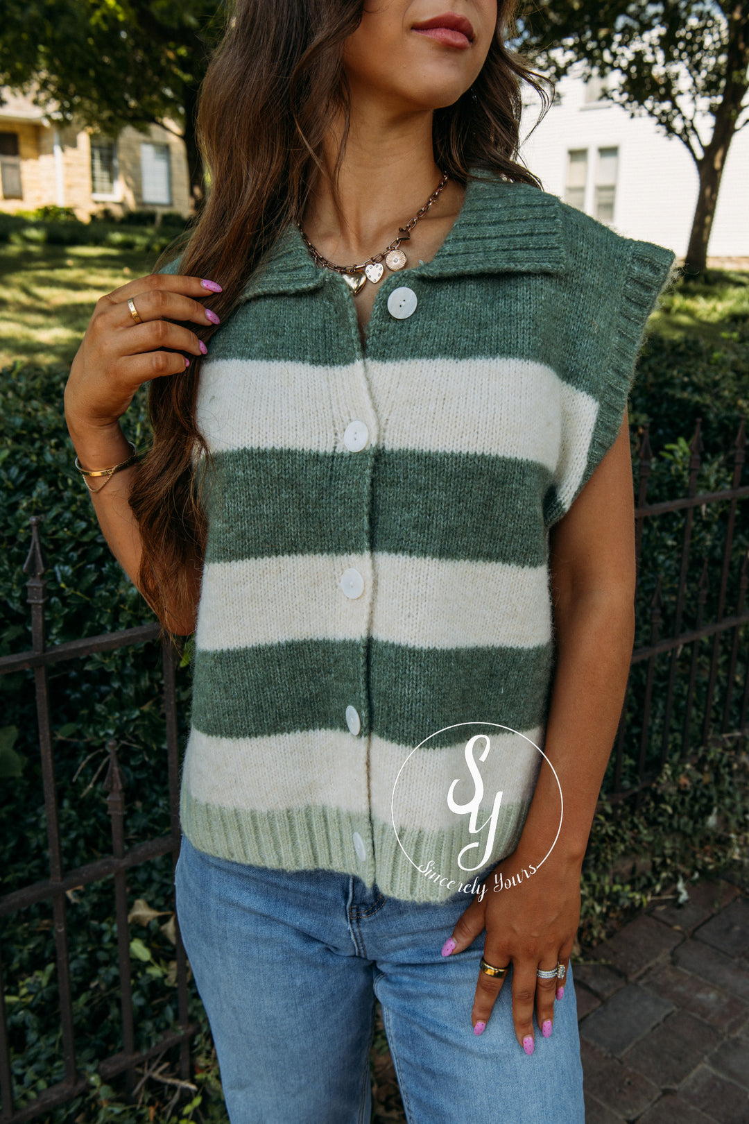 All Day Long Sweater - Avocado/Cream
