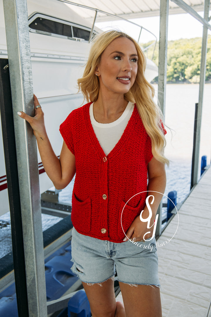 Starry Eyed Sweater - Red
