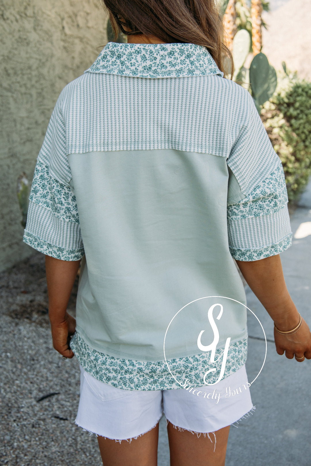 All Cozy Floral Top - Sage