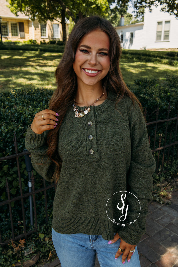 Rich And Cozy Sweater - D. Olive
