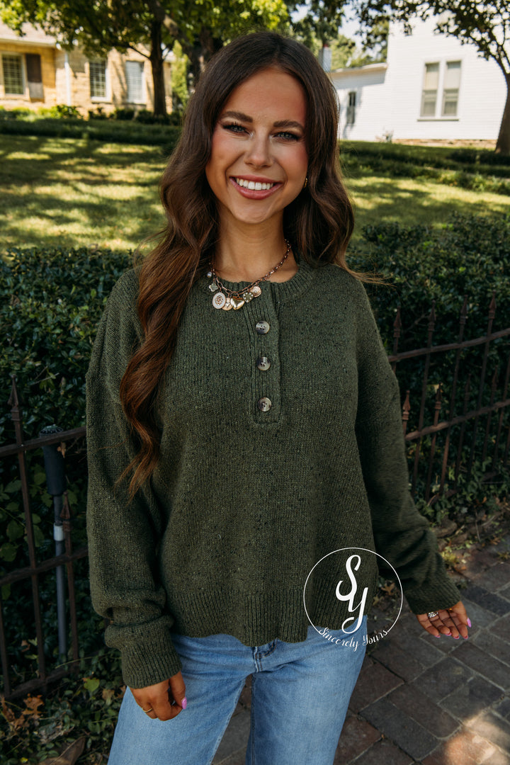 Rich And Cozy Sweater - D. Olive