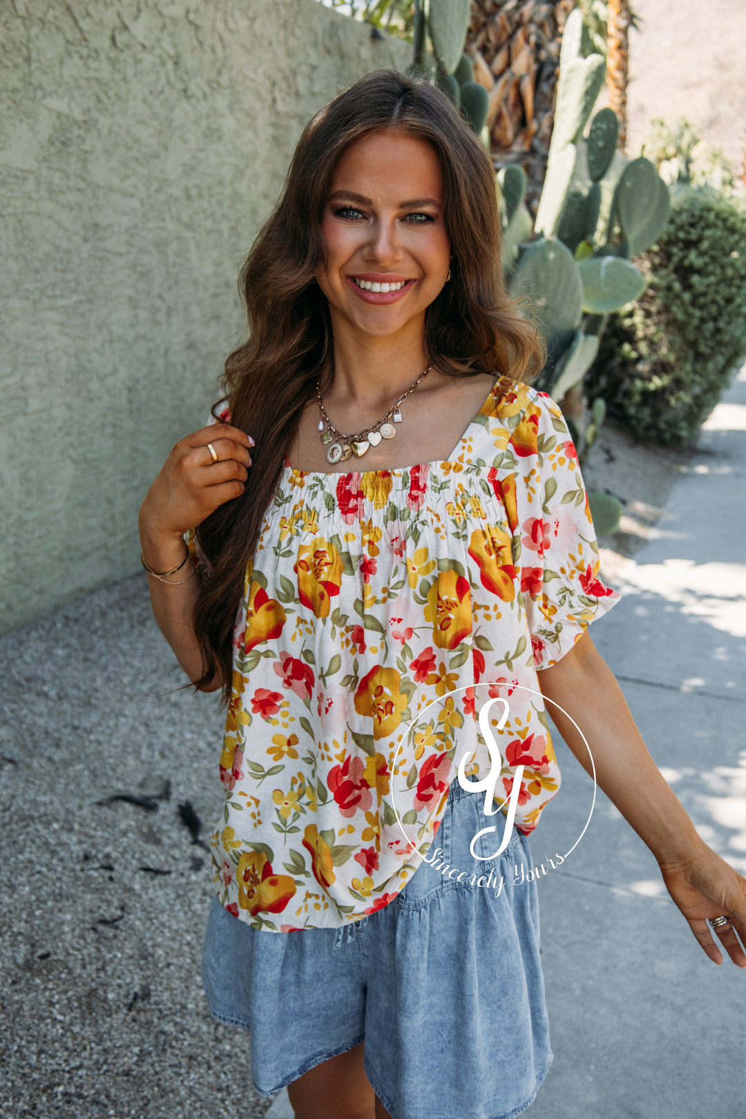 Painted Flower Top - Yellow