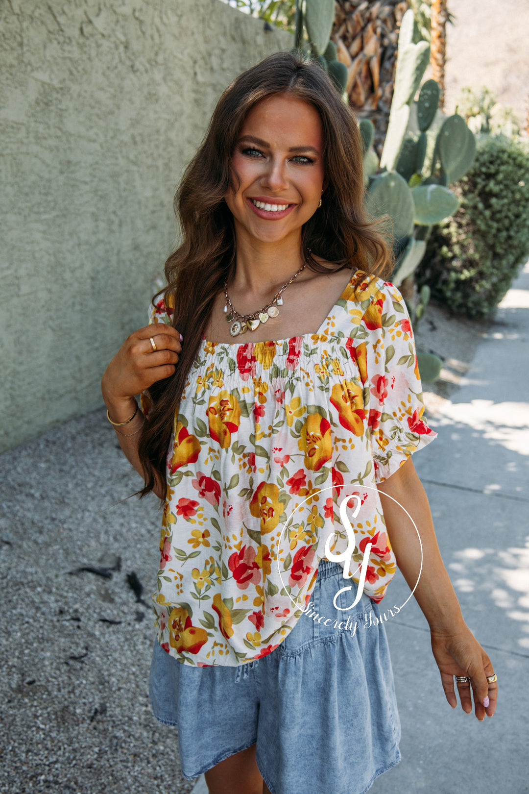 Painted Flower Top - Yellow