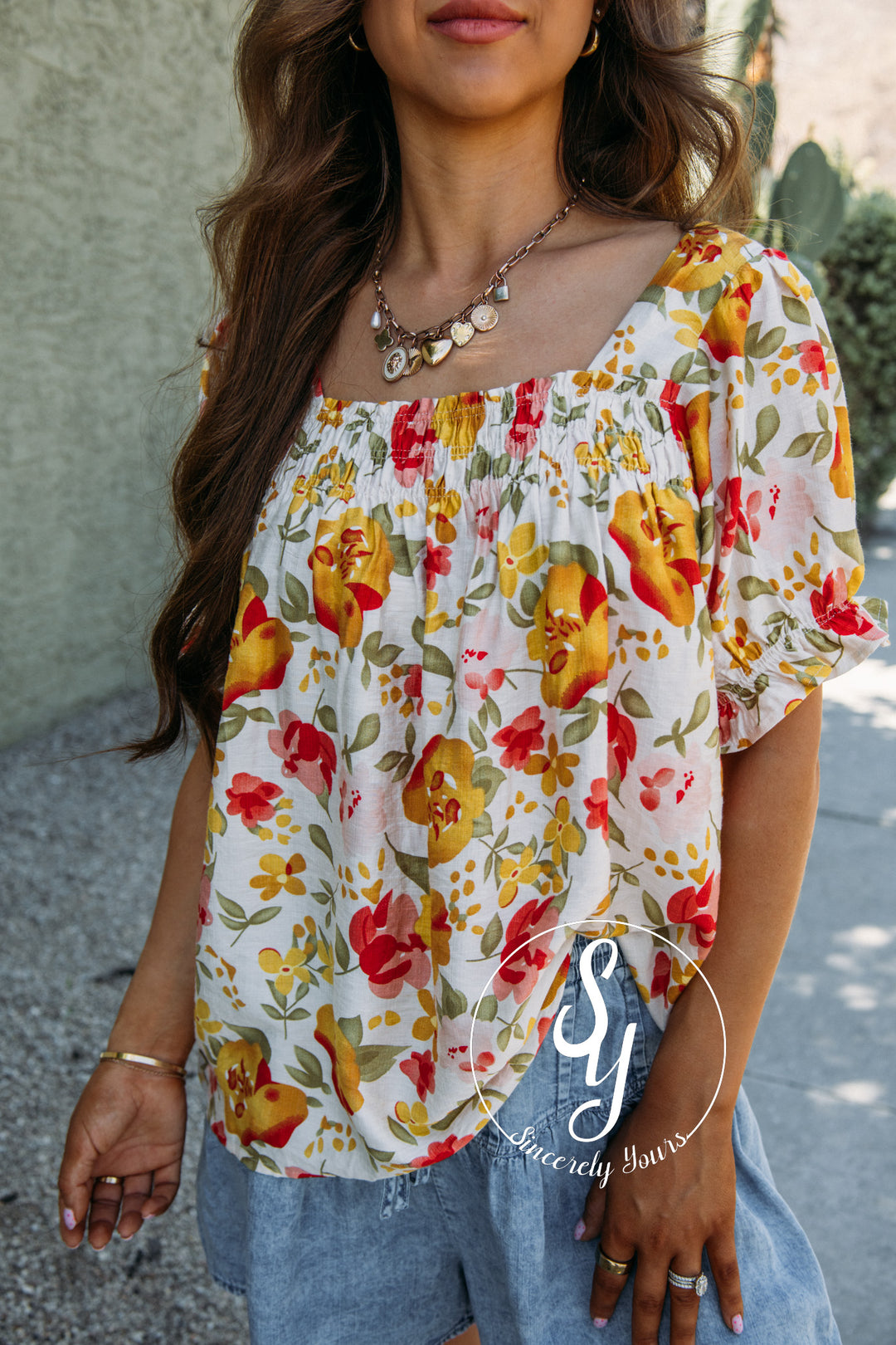 Painted Flower Top - Yellow