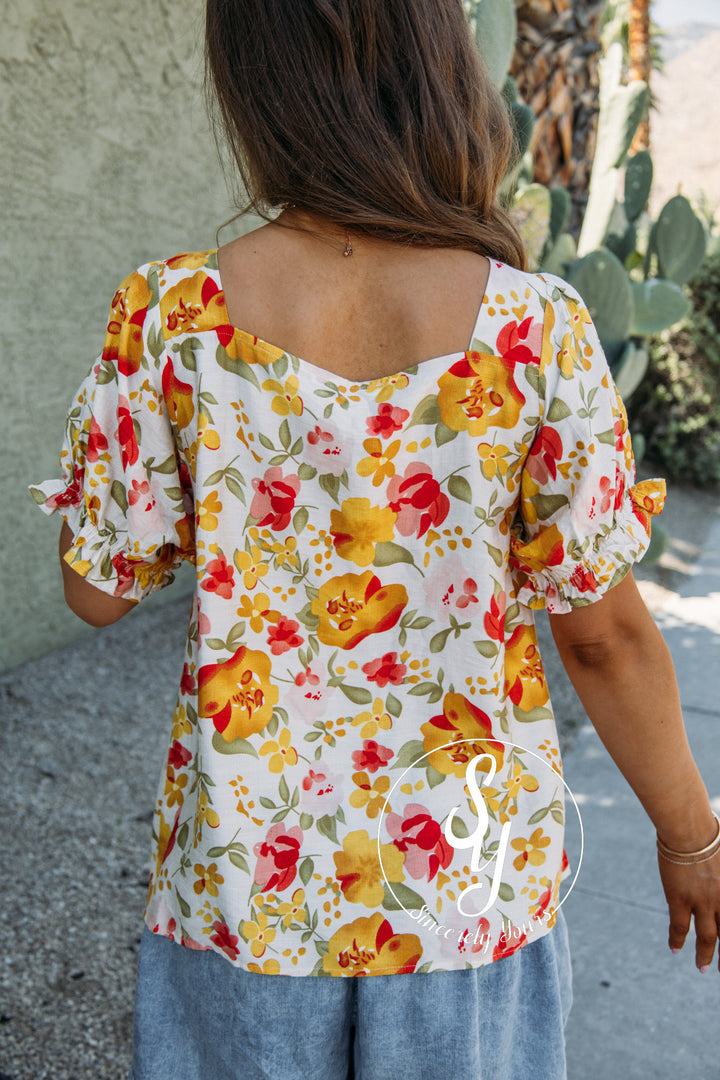 Painted Flower Top - Yellow