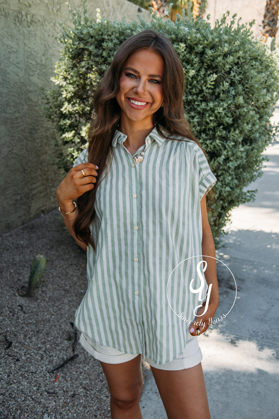 Picnic Stripe Top - Dessert Sage