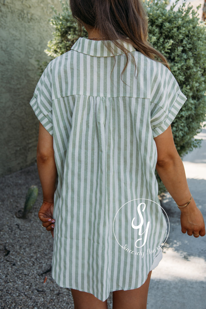 Picnic Stripe Top - Dessert Sage