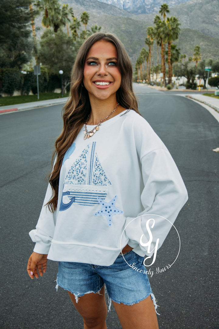 Sailing The Sea Top - White