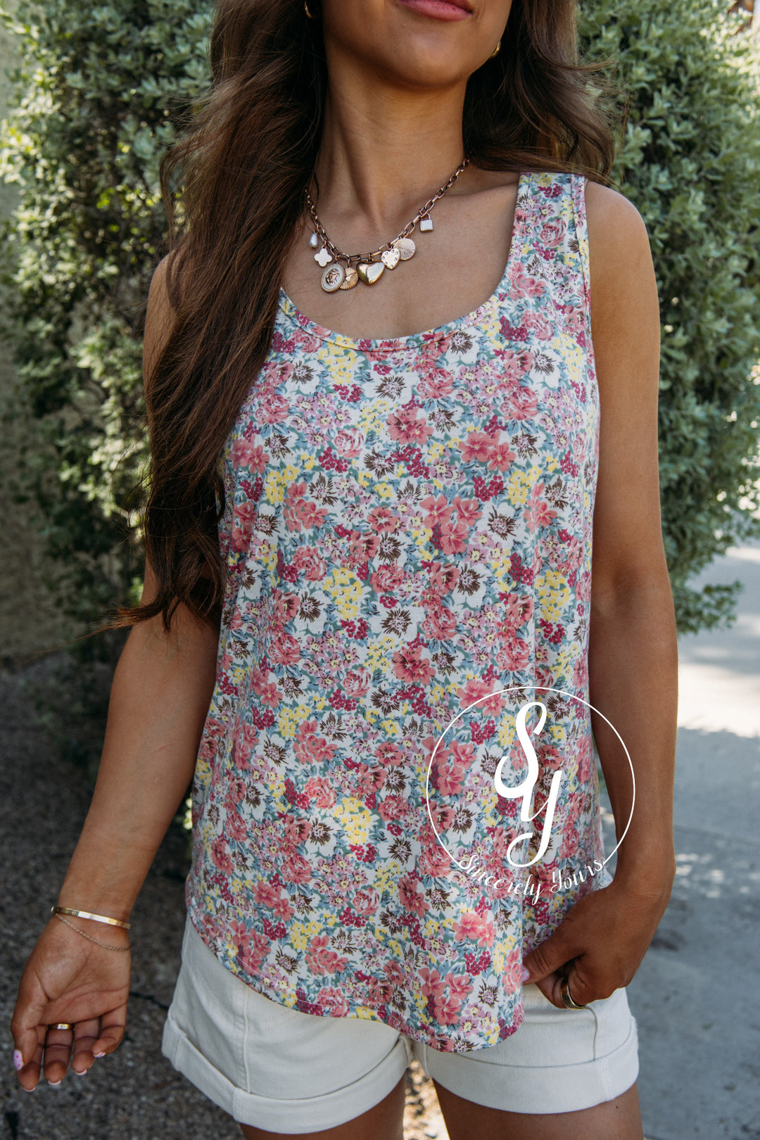 Full Of Flowers Tank - Sage