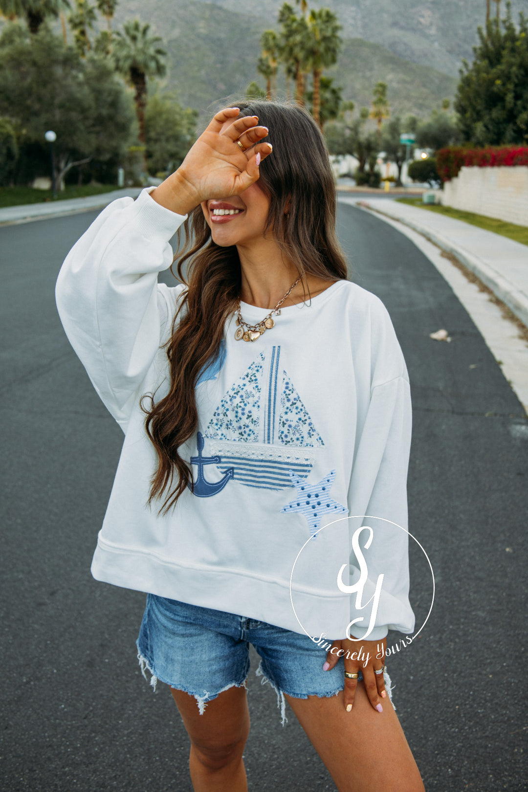 Sailing The Sea Top - White