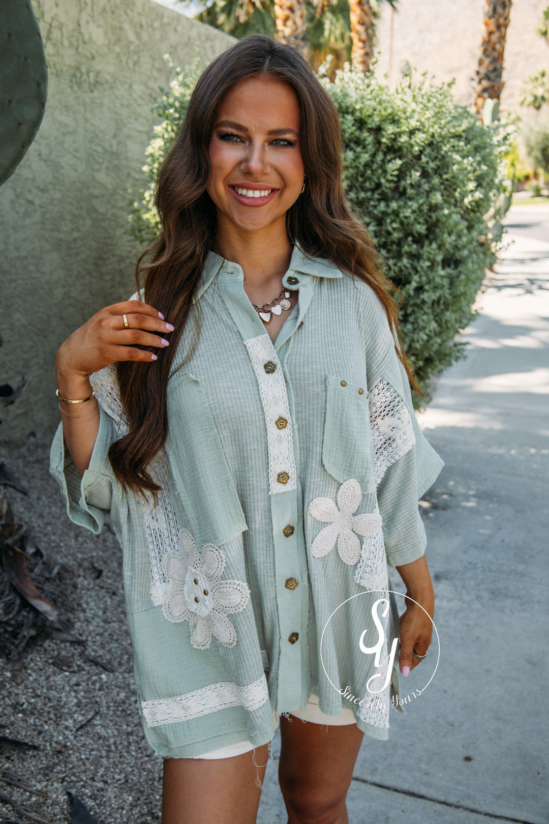 Flower Love Blouse - Powder Olive