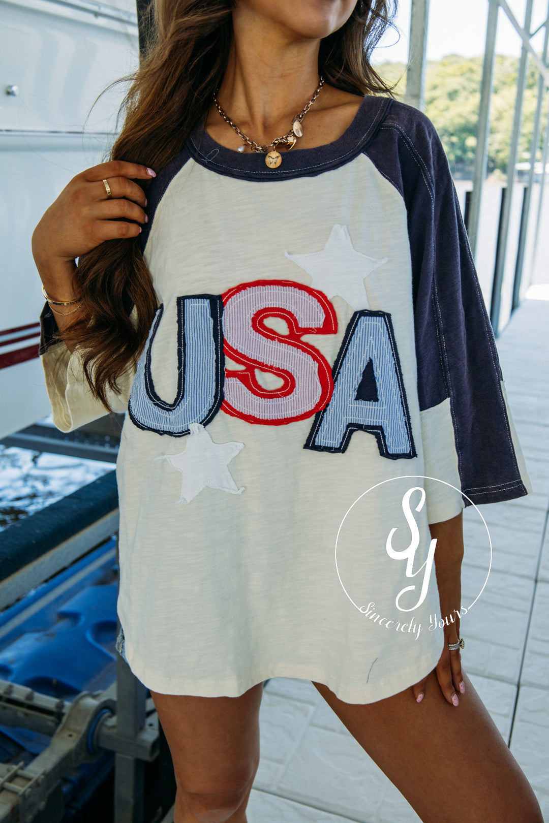 At the Park Top - Navy/Oat