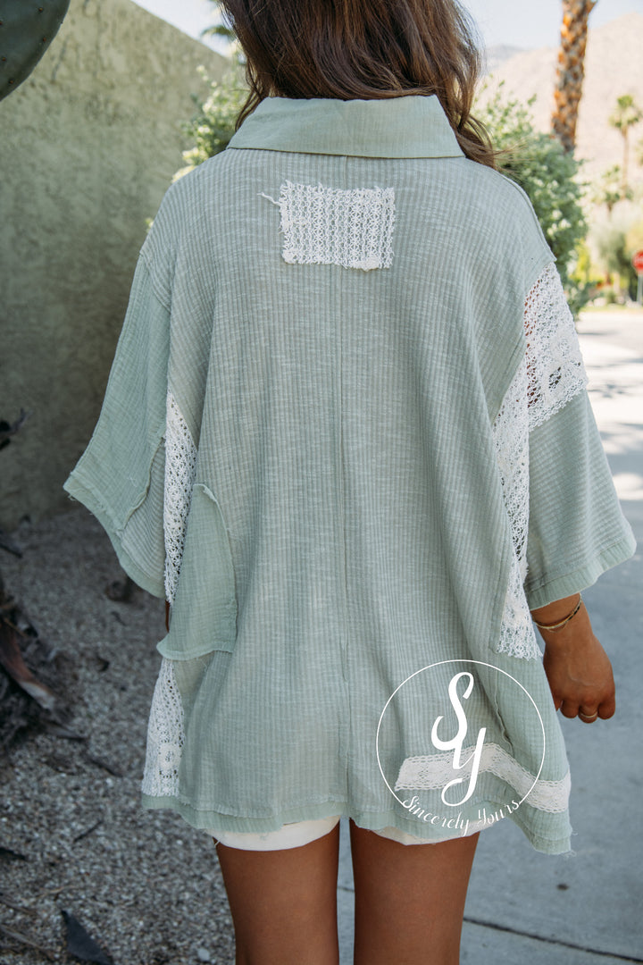 Flower Love Blouse - Powder Olive