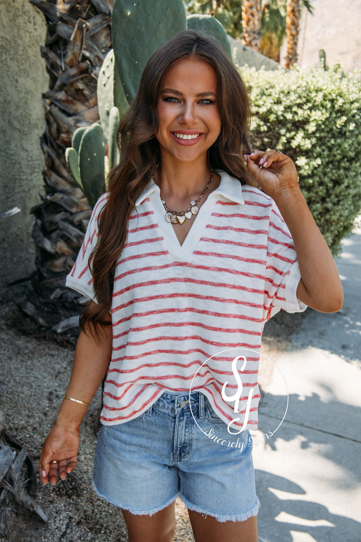 Revive Stripe Top - Red