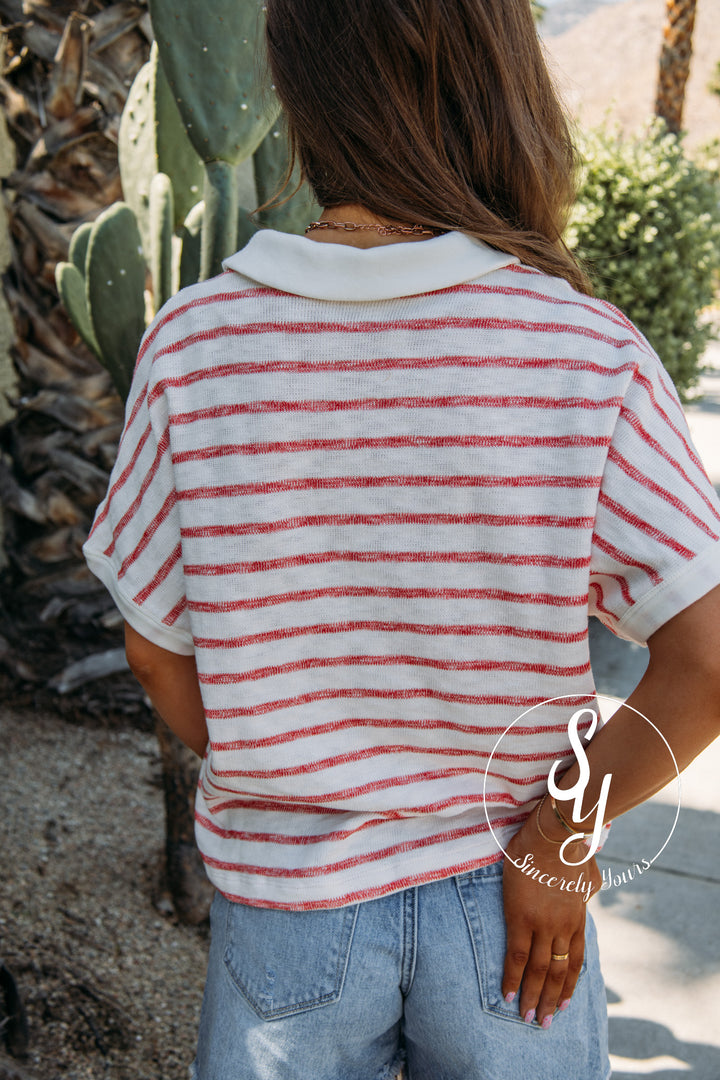 Revive Stripe Top - Red