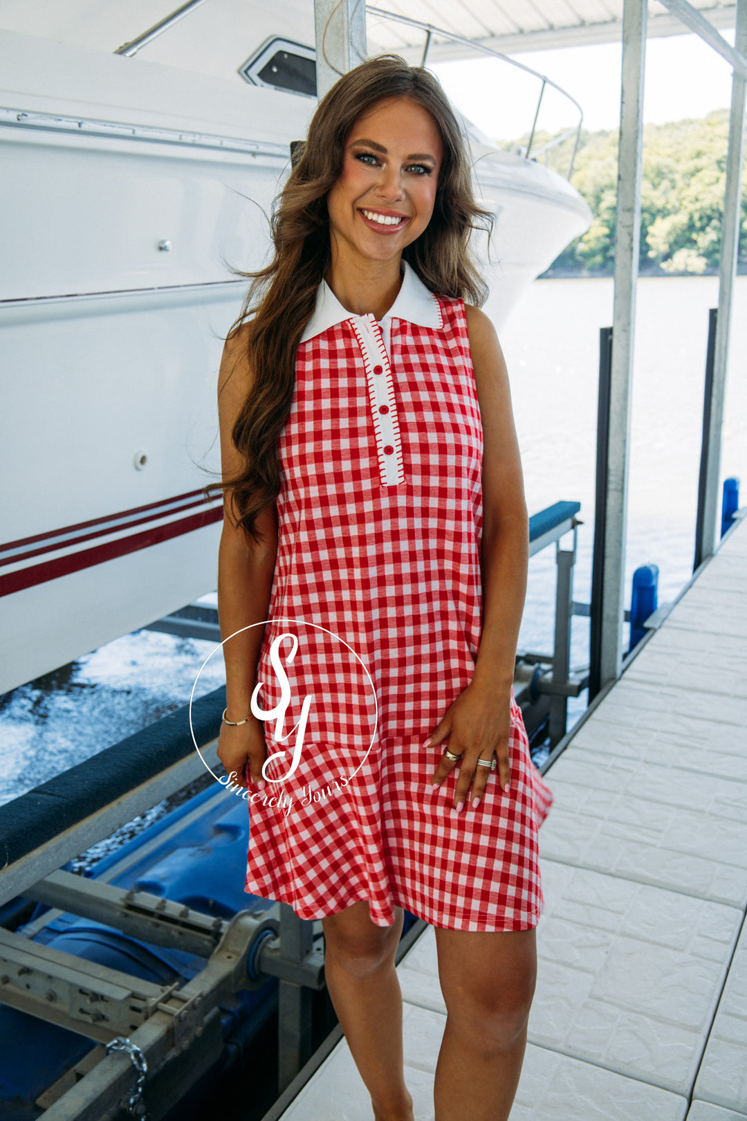 Cape Weekend Dress - Red Gingham