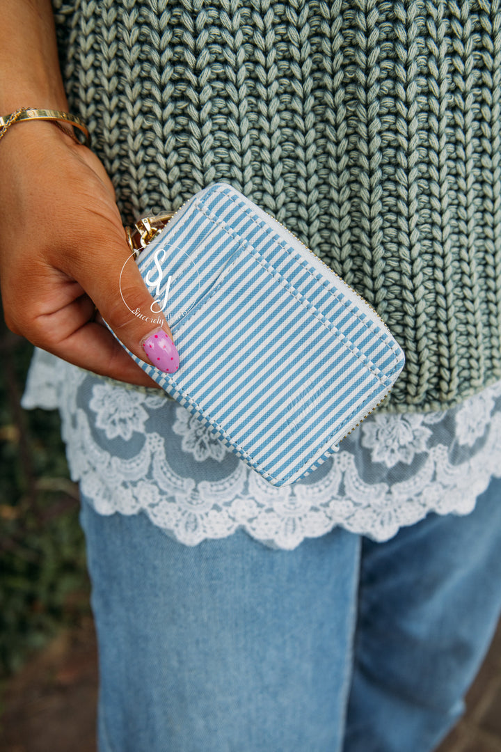 Blue Stripes Zip Wallet