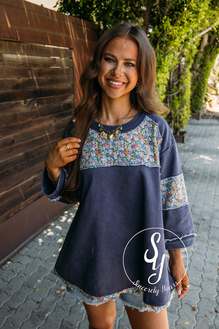 Flower Dreaming Top - Blueberry