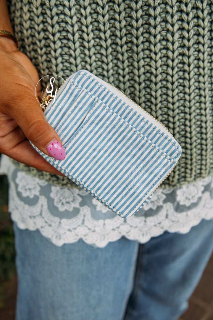 Blue Stripes Zip Wallet