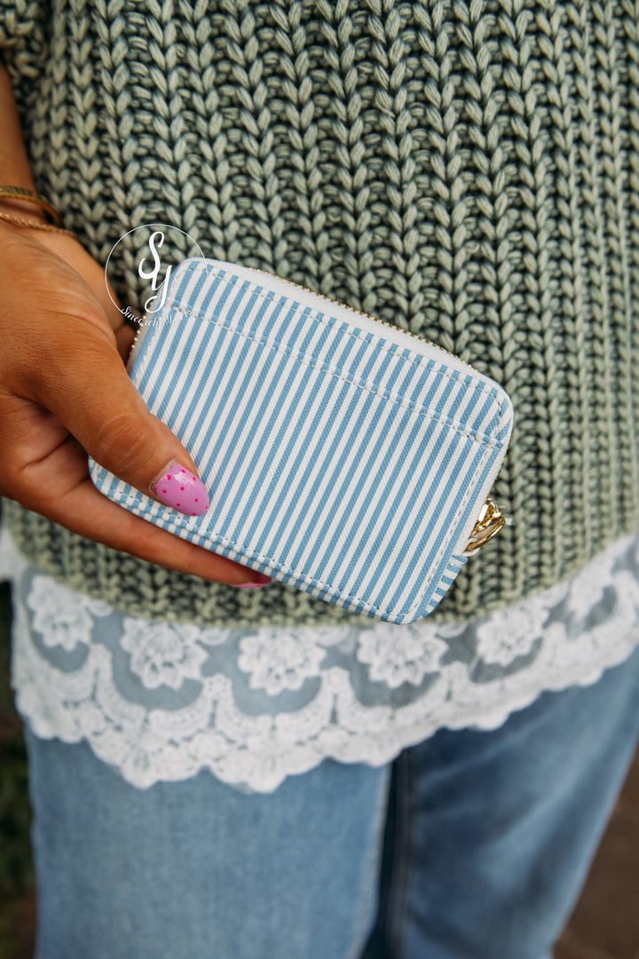 Blue Stripes Zip Wallet