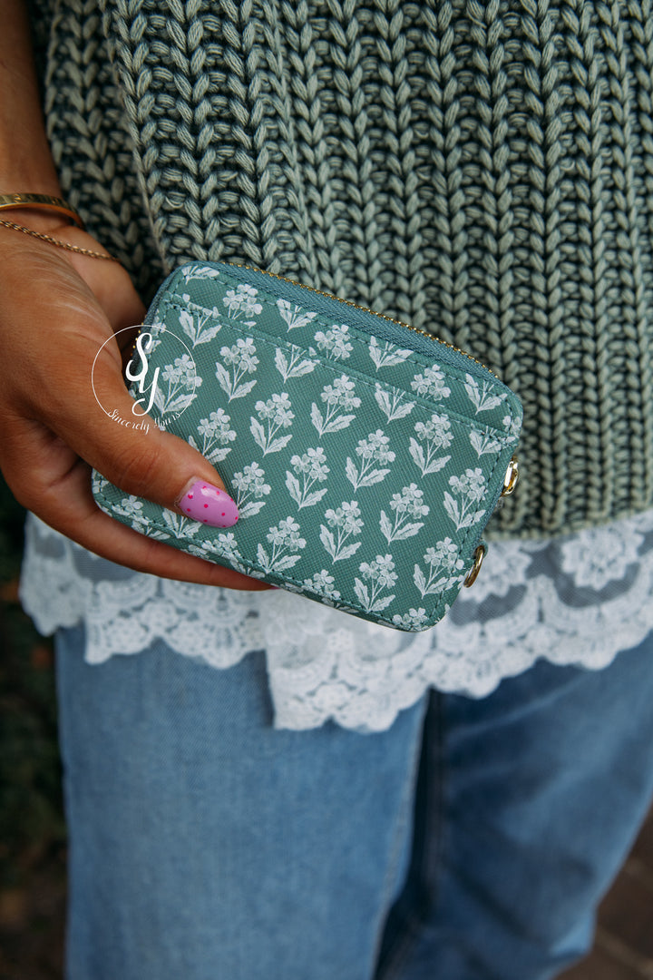 Forget Me Nots Sage Zip Wallet