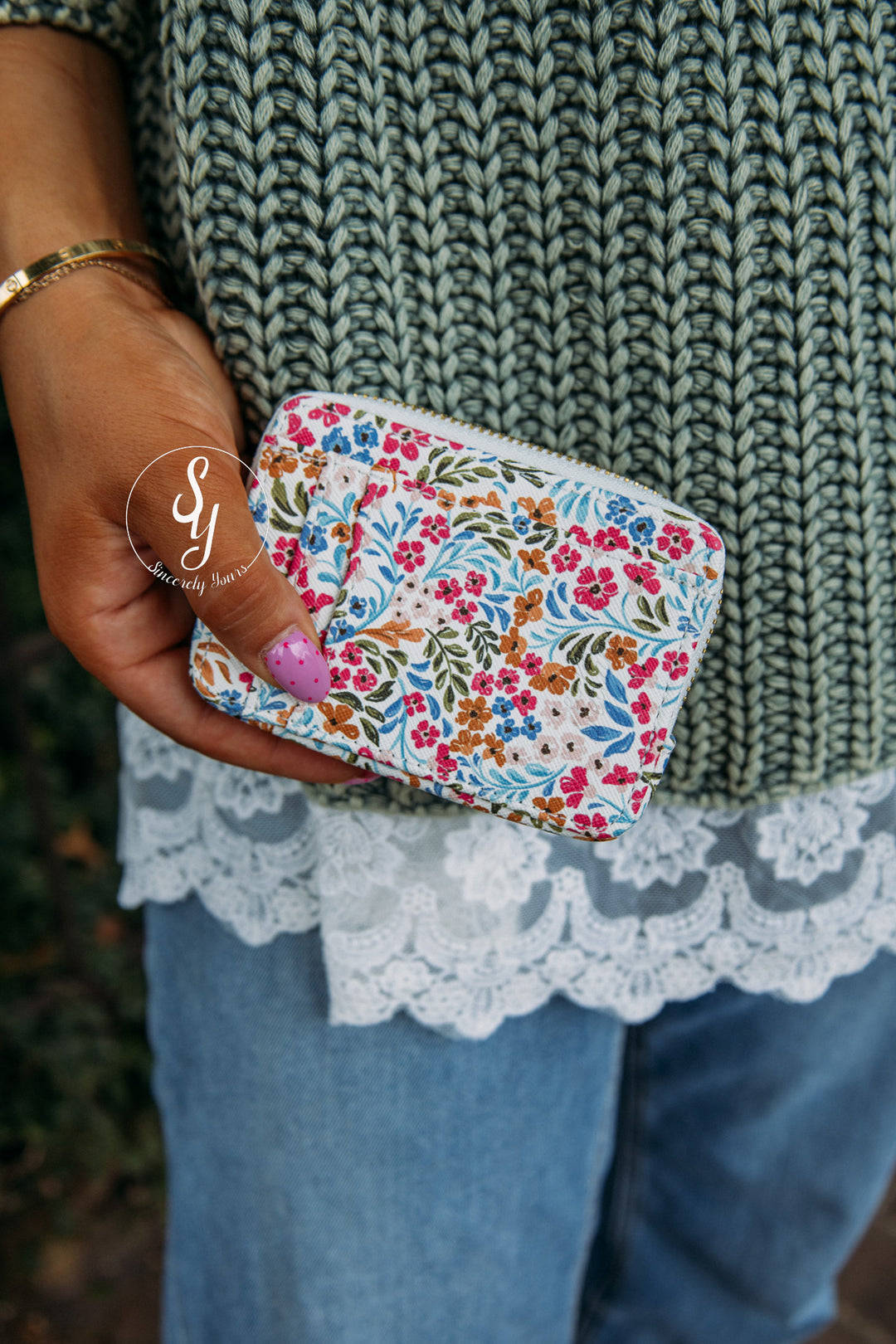 Floral Filigree Zip Wallet