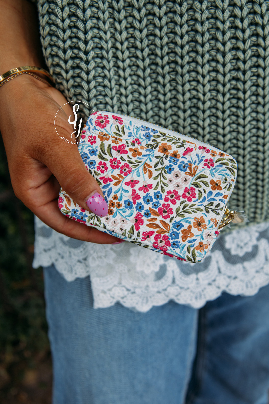 Floral Filigree Zip Wallet