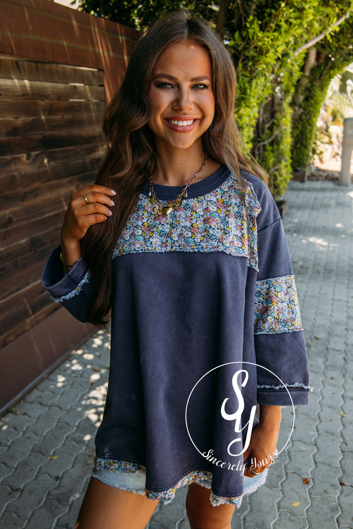 Flower Dreaming Top - Blueberry