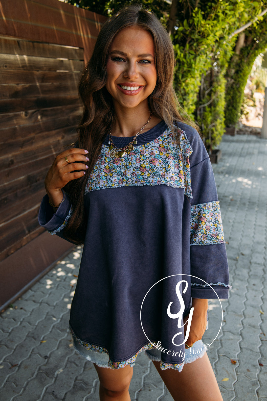 Flower Dreaming Top - Blueberry