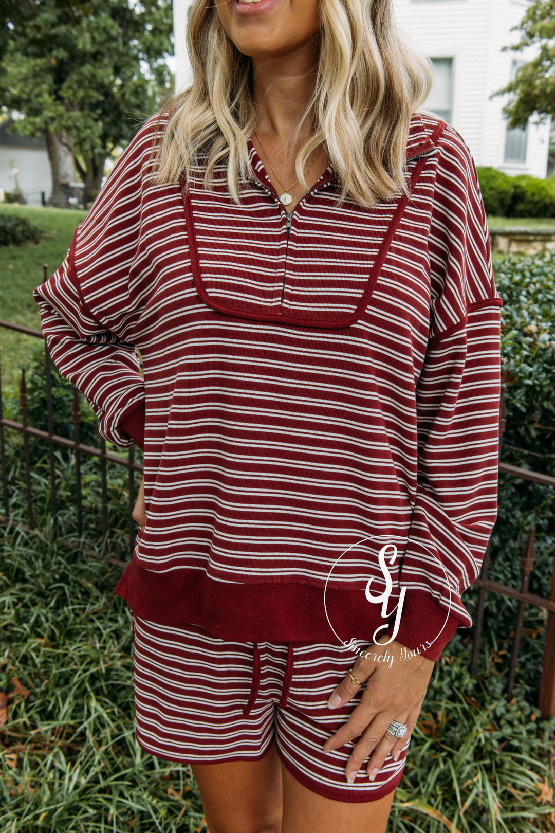 Wear Again Striped Set - Burgundy