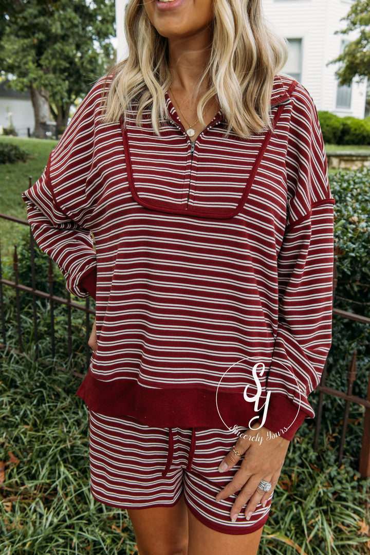 Wear Again Striped Set - Burgundy