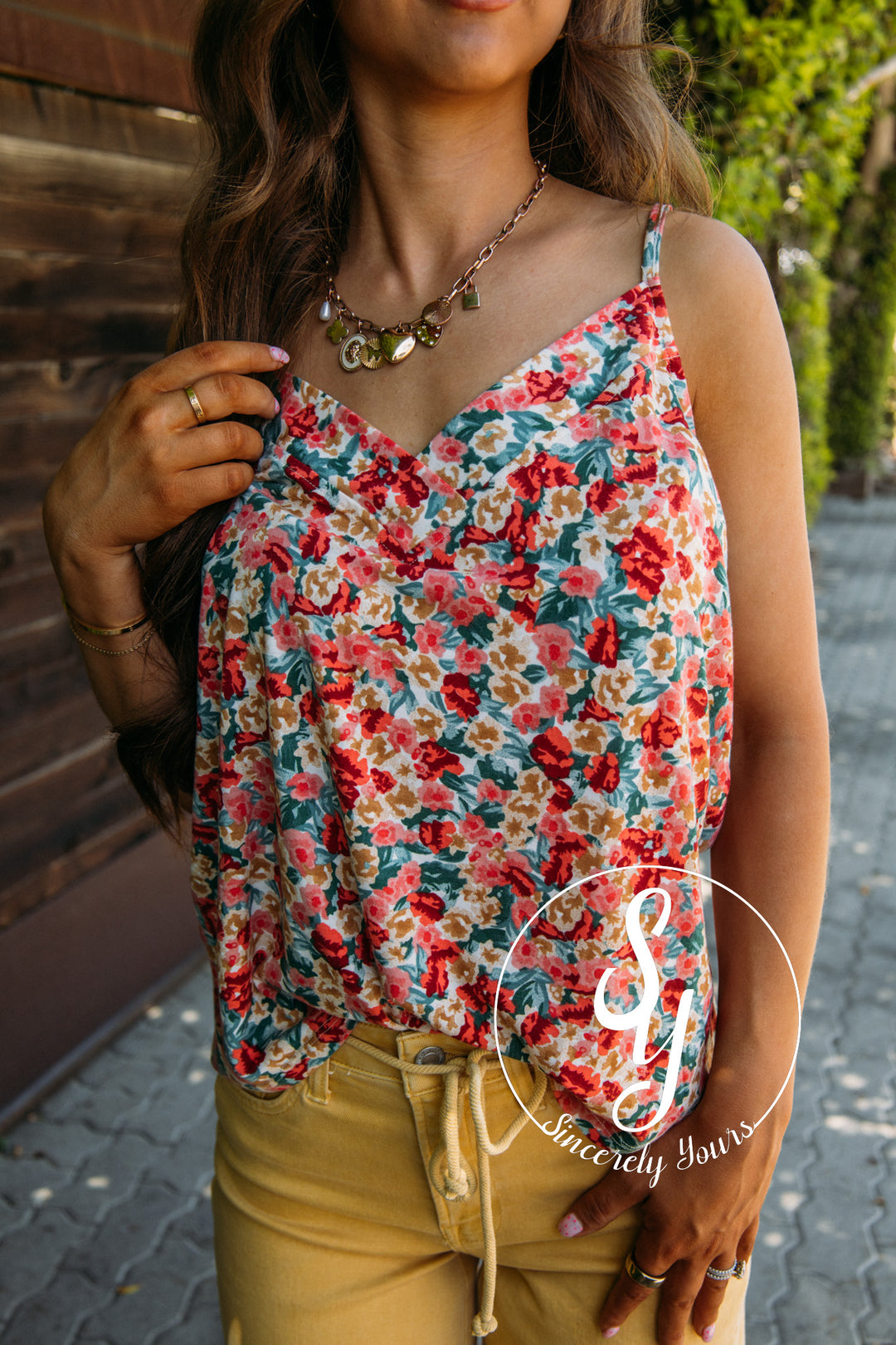 Subtle Flowers Top - Coral