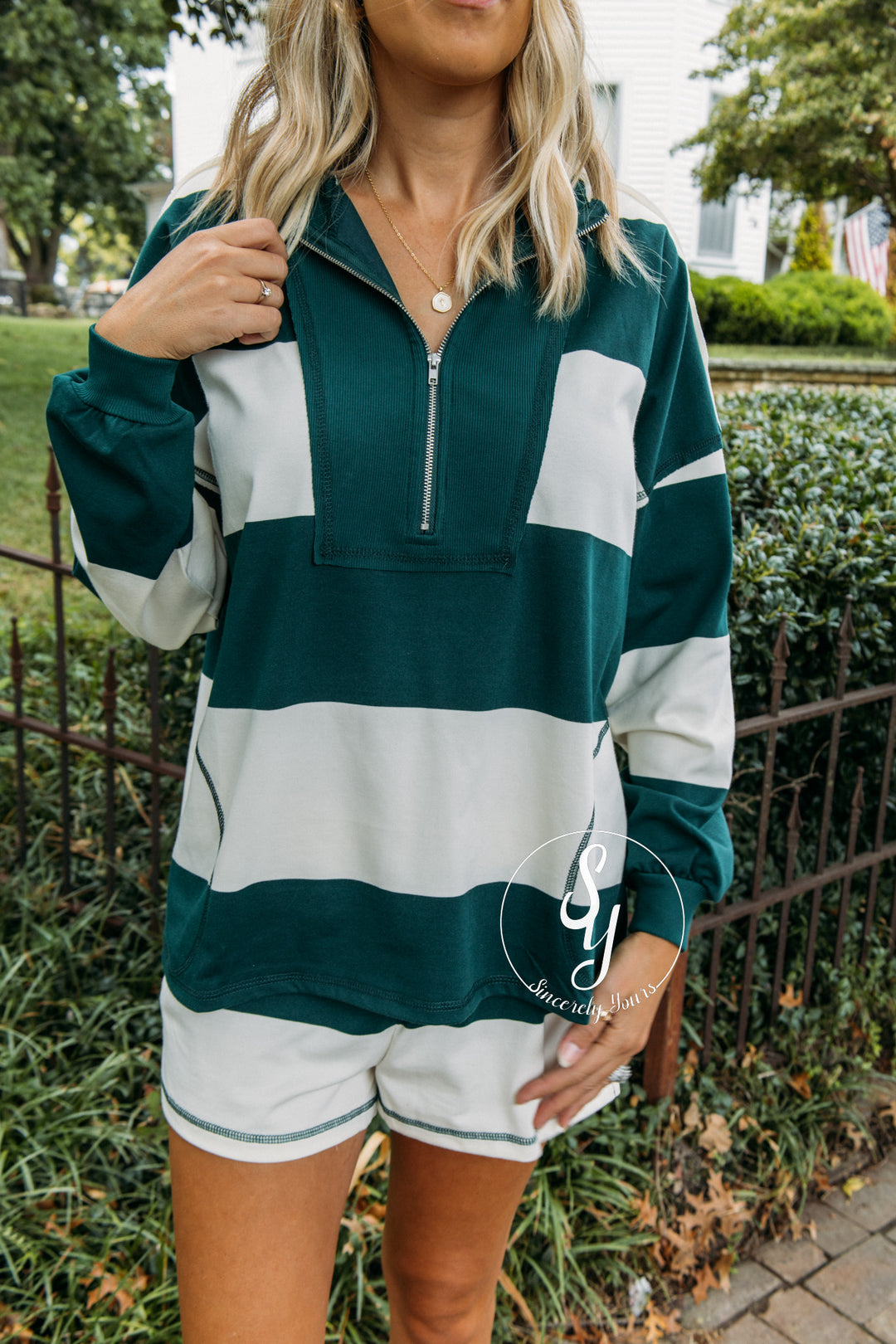 Hadley Striped Set - Hunter Green